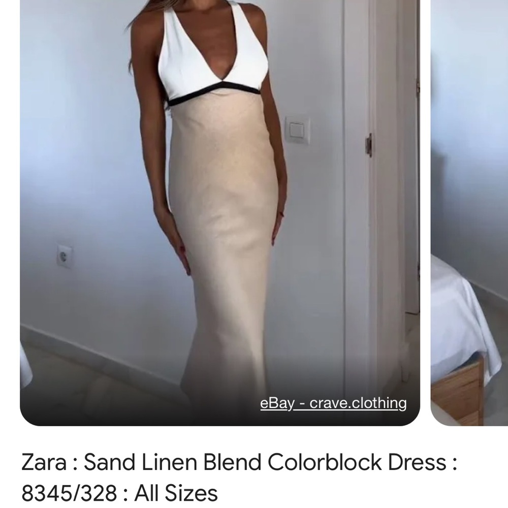 Zara Tan and White Maxi Dress